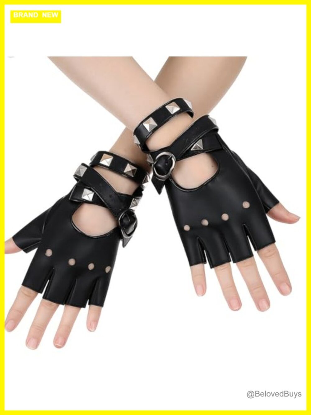 Faux Leather Fingerless Gloves with Belt Closure Steampunk Cosplay Accessory